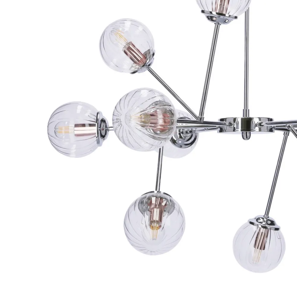 Oświetlenie Przedpokoju|Oświetlenie Jadalni>Candellux Lighting Lampa wisząca sufitowa chrom szklane klosze 12x40W Best