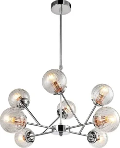 Oświetlenie Przedpokoju|Oświetlenie Jadalni>Candellux Lighting Lampa wisząca sufitowa chrom szklane klosze 8x40W Best