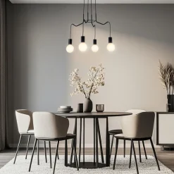 Oświetlenie Przedpokoju|Oświetlenie Jadalni>Candellux Lighting Lampa wisząca sufitowa czarna matowa oprawa 4x40W Basso