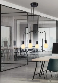 Oświetlenie Przedpokoju|Oświetlenie Jadalni></noscript>Candellux Lighting Lampa wisząca sufitowa czarna matowa oprawa 4x40W Basso