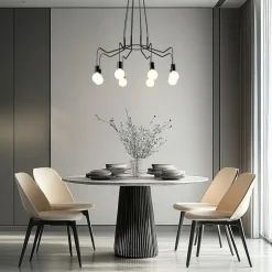 Oświetlenie Przedpokoju|Oświetlenie Jadalni>Candellux Lighting Lampa wisząca sufitowa czarna matowa oprawa 8x40W Basso