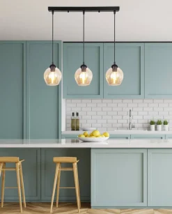 Oświetlenie Jadalni|Oświetlenie Sypialni>Candellux Lighting Lampa wisząca szklana czarno brązowa 3xE27 Aspa