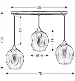 Oświetlenie Jadalni|Oświetlenie Sypialni></noscript>Candellux Lighting Lampa wisząca szklana czarno brązowa 3xE27 Aspa