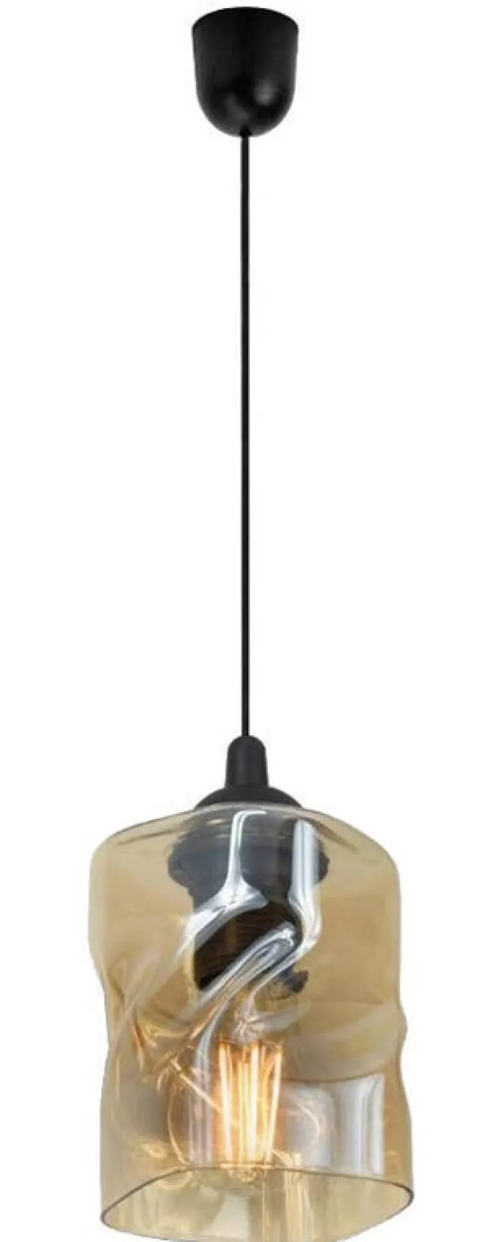 Oświetlenie Przedpokoju|Oświetlenie Jadalni>Candellux Lighting Lampa wisząca szklana czarna/bursztynowa Felis