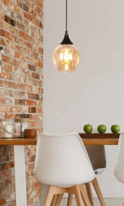 Oświetlenie Jadalni|Oświetlenie Sypialni>Candellux Lighting Lampa wisząca szklana czarno brązowa Aspa