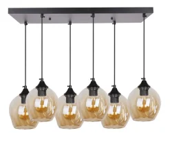 Oświetlenie Jadalni|Oświetlenie Sypialni>Candellux Lighting Lampa wisząca szklana czarno brązowa 6xE27 Aspa