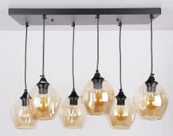 Oświetlenie Jadalni|Oświetlenie Sypialni>Candellux Lighting Lampa wisząca szklana czarno brązowa 6xE27 Aspa