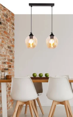 Oświetlenie Jadalni|Oświetlenie Sypialni>Candellux Lighting Lampa wisząca szklana czarno brązowa 2xE27 Aspa