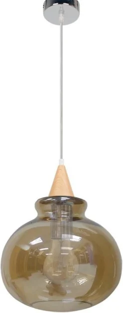 Oświetlenie Przedpokoju|Oświetlenie Jadalni>Candellux Lighting Lampa wisząca szklana dymiony klosz 60W E27 Enriks 2