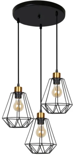 Oświetlenie Przedpokoju|Oświetlenie Jadalni>Candellux Lighting Lampa wisząca talerz czarna + złoty druciana Primo