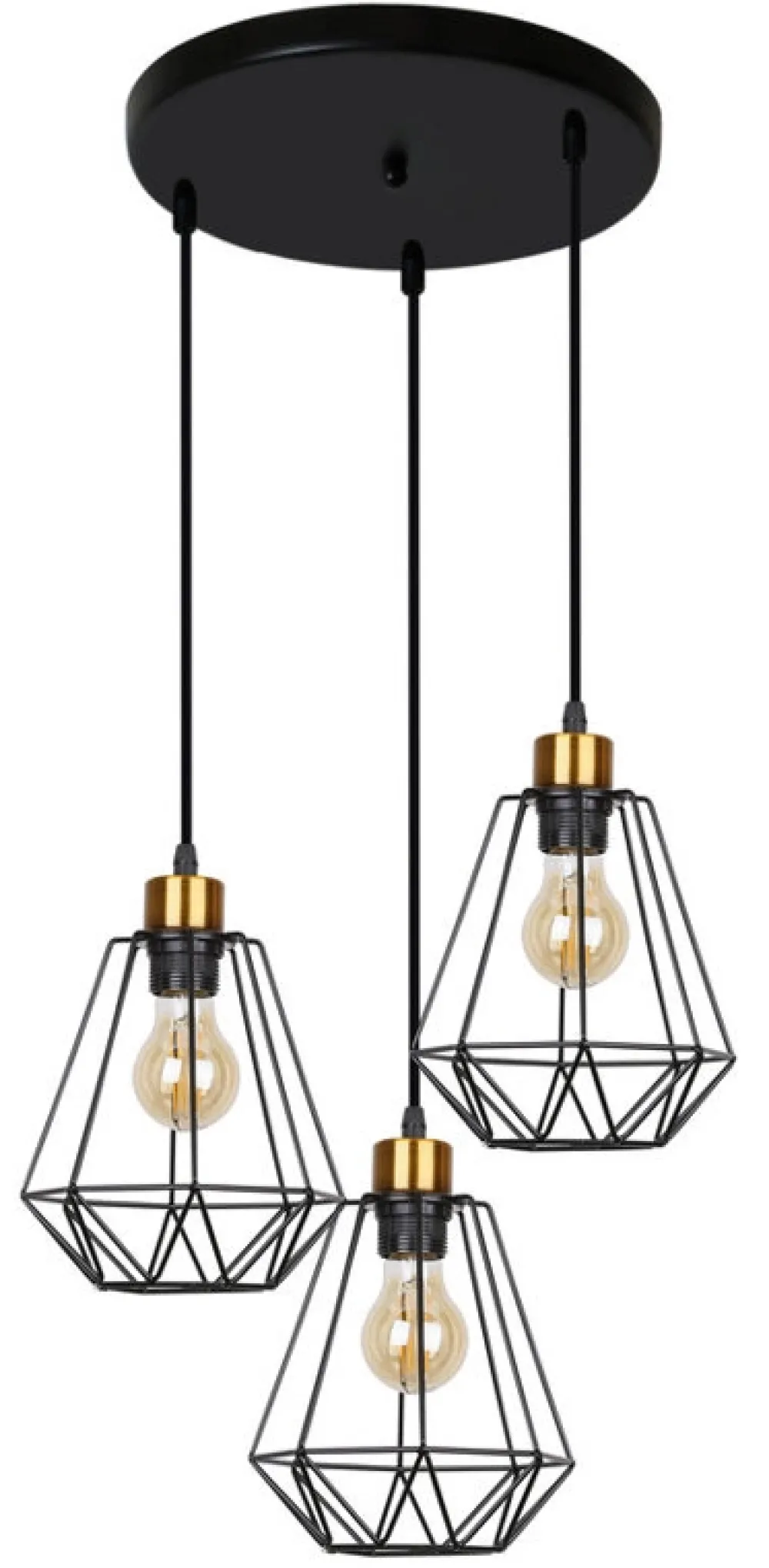 Oświetlenie Przedpokoju|Oświetlenie Jadalni>Candellux Lighting Lampa wisząca talerz czarna + złoty druciana Primo