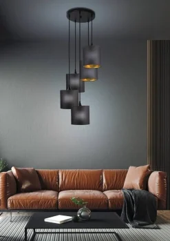 Oświetlenie Jadalni|Oświetlenie Kuchni>Candellux Lighting Lampa wisząca talerz czarny 5xE14 Long