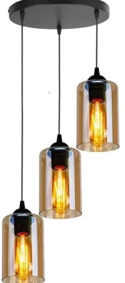 Oświetlenie Przedpokoju|Oświetlenie Jadalni>Candellux Lighting Lampa wisząca 3xE27 35cm czarno/brązowa Bistro