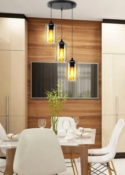 Oświetlenie Przedpokoju|Oświetlenie Jadalni>Candellux Lighting Lampa wisząca 3xE27 35cm czarno/brązowa Bistro