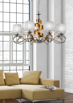 Oświetlenie Przedpokoju|Oświetlenie Jadalni>Candellux Lighting Lampa wisząca żyrandol chrom złoty 8x40W regulowany Decanis