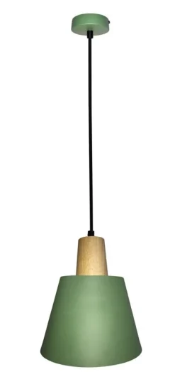 Oświetlenie Przedpokoju|Oświetlenie Jadalni>Ledea Lampa wisząca zielona metalowa + drewno Faro