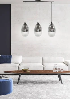 Oświetlenie Przedpokoju|Oświetlenie Jadalni>Candellux Lighting Lampa wisząca złota szklana regulowana 3x60W Celia