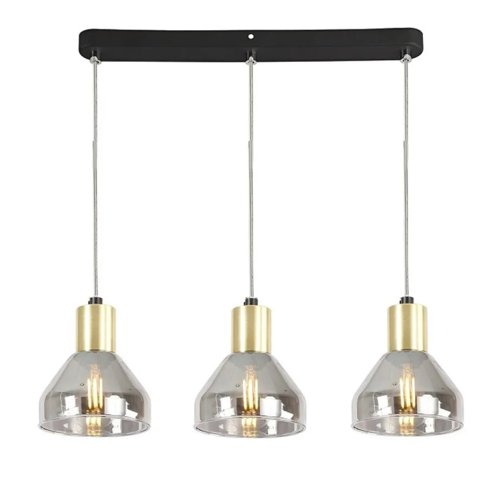 Lampy Wiszące|Oświetlenie Przedpokoju>Candellux Lighting Lampa wisząca złota szkło 3xE14 70cm GREGORY