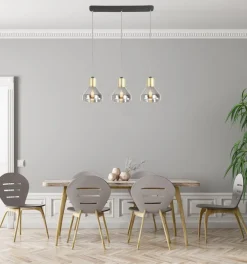 Lampy Wiszące|Oświetlenie Przedpokoju>Candellux Lighting Lampa wisząca złota szkło 3xE14 70cm GREGORY