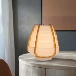 Oświetlenie Jadalni|Oświetlenie Salonu></noscript>Ledea Lampka stołowa beżowa drewno Nagoja