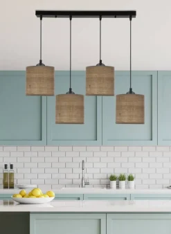 Oświetlenie Przedpokoju|Oświetlenie Jadalni>Candellux Lighting LEGNO LAMPA WISZĄCA CZARNY 15 4X40W E27 ABAŻUR ORZECHOWY