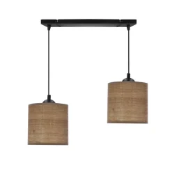 Oświetlenie Przedpokoju|Oświetlenie Jadalni>Candellux Lighting LEGNO LAMPA WISZĄCA CZARNY 15 2X40W E27 ABAŻUR ORZECHOWY