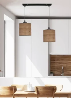 Oświetlenie Przedpokoju|Oświetlenie Jadalni>Candellux Lighting LEGNO LAMPA WISZĄCA CZARNY 15 2X40W E27 ABAŻUR ORZECHOWY