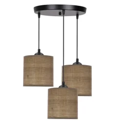 Oświetlenie Przedpokoju|Oświetlenie Jadalni>Candellux Lighting LEGNO LAMPA WISZĄCA CZARNY TALERZ 15 3X40W E27 ABAŻUR ORZECHOWY
