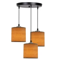 Oświetlenie Przedpokoju|Oświetlenie Jadalni>Candellux Lighting LEGNO LAMPA WISZĄCA CZARNY TALERZ 15 3X40W E27 ABAŻUR ORZECHOWY