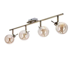 Oświetlenie Przedpokoju|Oświetlenie Jadalni></noscript>Candellux Lighting LENTINI LAMPA SUFITOWA LISTWA PATYNOWY 4X40W G9 KLOSZ BURSZTYNOWY