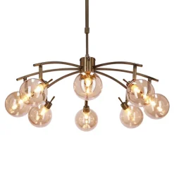 Oświetlenie Jadalni|Oświetlenie Sypialni></noscript>Candellux Lighting LENTINI LAMPA WISZĄCA PATYNOWY 8X40W G9 KLOSZ BURSZTYNOWY