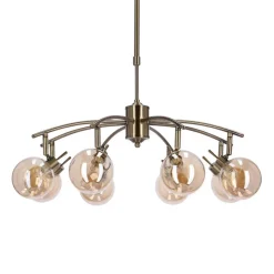 Oświetlenie Jadalni|Oświetlenie Sypialni></noscript>Candellux Lighting LENTINI LAMPA WISZĄCA PATYNOWY 8X40W G9 KLOSZ BURSZTYNOWY