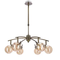 Oświetlenie Przedpokoju|Oświetlenie Jadalni>Candellux Lighting LENTINI LAMPA WISZĄCA PATYNOWY 6X40W G9 KLOSZ BURSZTYNOWY