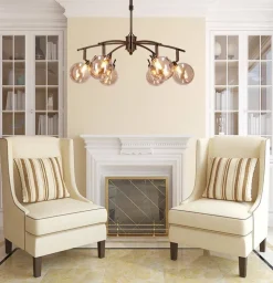 Oświetlenie Przedpokoju|Oświetlenie Jadalni>Candellux Lighting LENTINI LAMPA WISZĄCA PATYNOWY 6X40W G9 KLOSZ BURSZTYNOWY