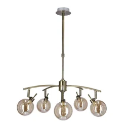 Oświetlenie Przedpokoju|Oświetlenie Jadalni>Candellux Lighting LENTINI LAMPA WISZĄCA PATYNOWY 5X40W G9 KLOSZ BURSZTYNOWY