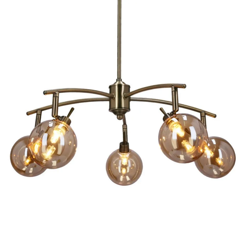 Oświetlenie Przedpokoju|Oświetlenie Jadalni>Candellux Lighting LENTINI LAMPA WISZĄCA PATYNOWY 5X40W G9 KLOSZ BURSZTYNOWY