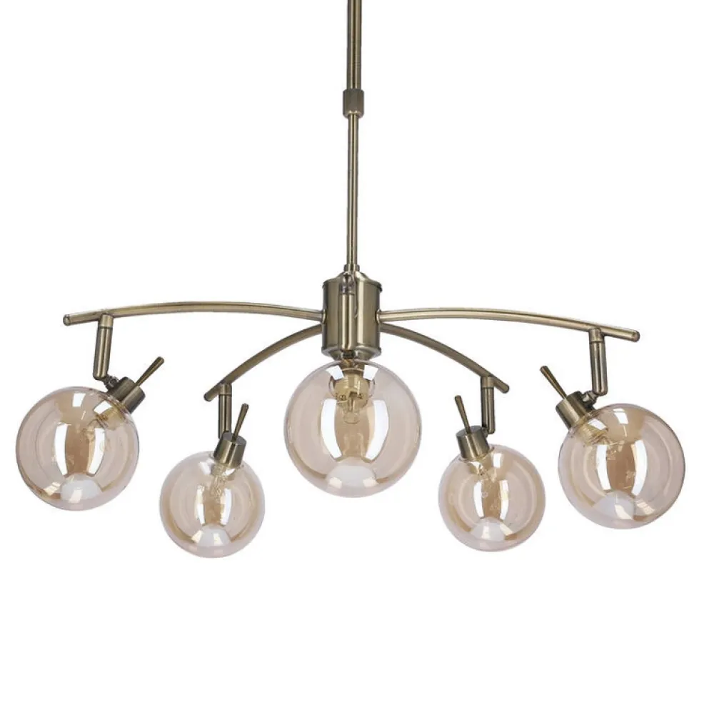 Oświetlenie Przedpokoju|Oświetlenie Jadalni>Candellux Lighting LENTINI LAMPA WISZĄCA PATYNOWY 5X40W G9 KLOSZ BURSZTYNOWY