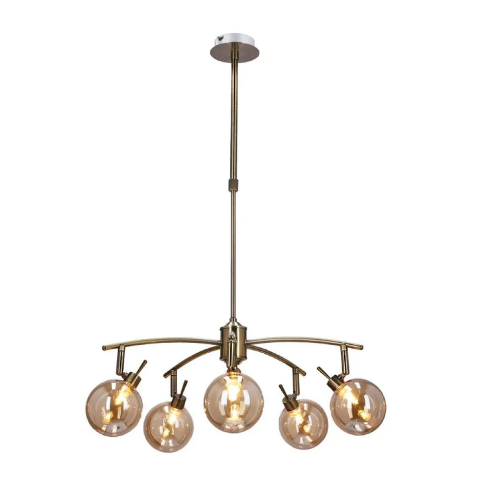 Oświetlenie Przedpokoju|Oświetlenie Jadalni>Candellux Lighting LENTINI LAMPA WISZĄCA PATYNOWY 5X40W G9 KLOSZ BURSZTYNOWY