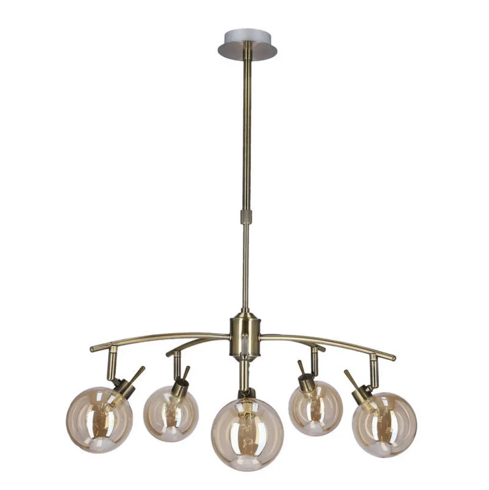 Oświetlenie Przedpokoju|Oświetlenie Jadalni>Candellux Lighting LENTINI LAMPA WISZĄCA PATYNOWY 5X40W G9 KLOSZ BURSZTYNOWY