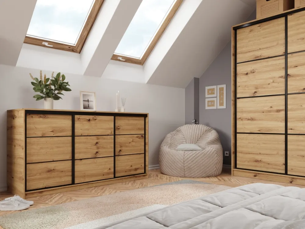 Komody>BROMARKT Loftowa komoda z szufladami 180 cm LOFT dąb artisan