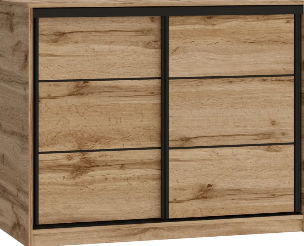 Komody>BROMARKT Loftowa komoda przesuwna z szufladami do sypialni 120 cm LOFT dąb wotan