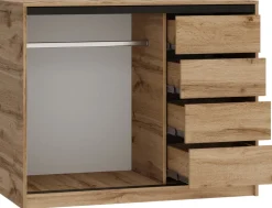 Komody>BROMARKT Loftowa komoda przesuwna z szufladami do sypialni 120 cm LOFT dąb wotan