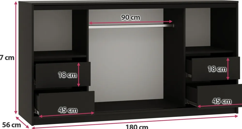 Komody>BROMARKT Loftowa komoda z lamelami i drążkiem do sypialni 180 cm LOFT