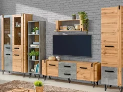 Zestawy Mebli Do Salonu|Meblościanki>DOLMAR Loftowa meblościanka do salonu z szafą LOSTI