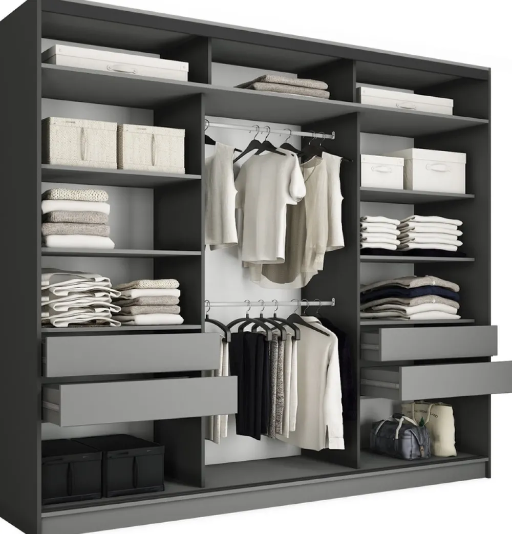 Zestawy Mebli Do Przedpokoju|Szafy Trzydrzwiowe>BROMARKT Loftowa szafa przesuwna 280 cm do garderoby LOFT MAX dąb lefkas