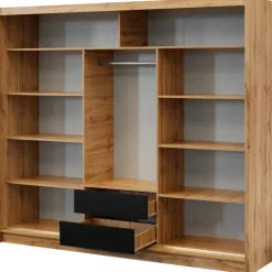 Zestawy Mebli Do Przedpokoju|Szafy Trzydrzwiowe>Stolar Loftowa szafa przesuwna z lustrem i lamelami 250 cm LANDO