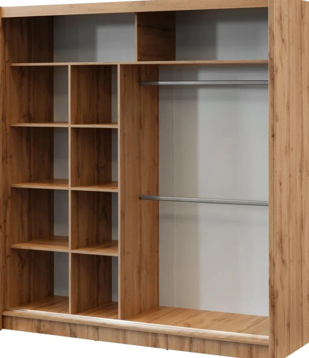 Szafy Dwudrzwiowe|Szafy Do Przedpokoju>Stolar Loftowa szafa przesuwna z lustrem i lamelami 203 cm LANDO