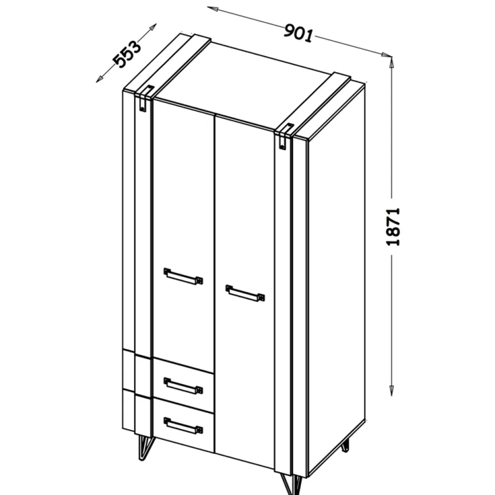 Meble Młodzieżowe|Zestawy Mebli Do Salonu>DOLMAR Loftowa szafa z drążkiem na wieszaki LOSTI