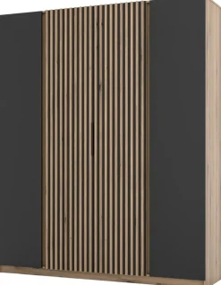 Szafy Młodzieżowe|Szafy Otwierane>Lempert Loftowa szafa z lamelami do sypialni 200 cm KARAT