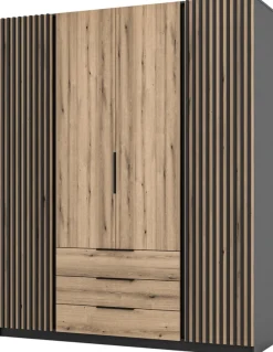 Szafy Otwierane|Szafy Młodzieżowe>Lempert Loftowa szafa z lamelami do sypialni 200 cm KARAT